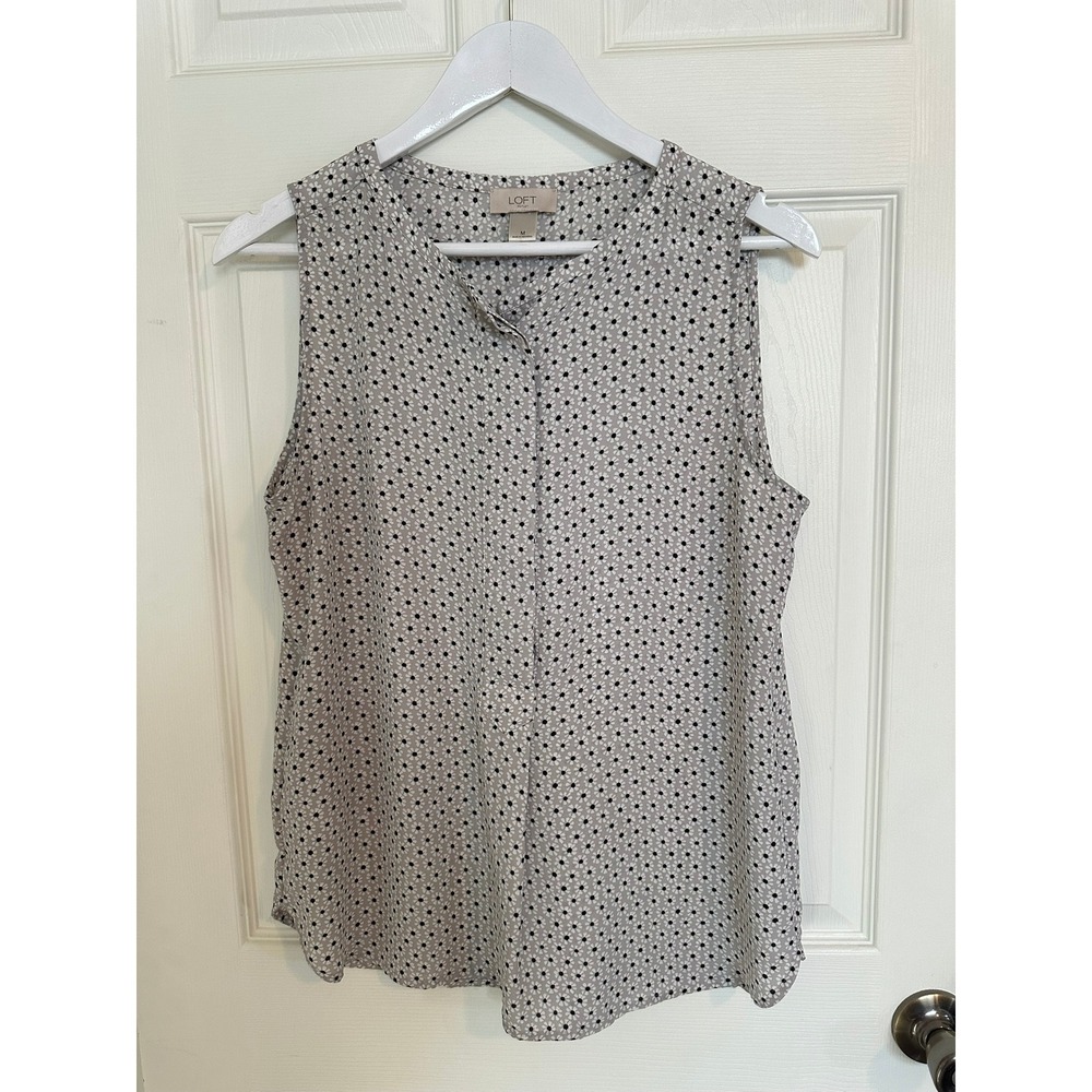 LOFT Outlet‎ Sleeveless Blouse Women's Medium, Gray White Black